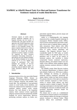 MAPROC at AHaSIS Shared Task: Few-Shot and Sentence Transformer for Sentiment Analysis of Arabic Hotel Reviews