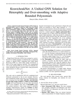KrawtchoukNet: A Unified GNN Solution for Heterophily and Over-smoothing with Adaptive Bounded Polynomials