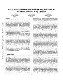 SkyEgg: Joint Implementation Selection and Scheduling for Hardware Synthesis using E-graphs