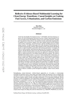 Reflexive Evidence-Based Multimodal Learning for Clean Energy Transitions: Causal Insights on Cooking Fuel Access, Urbanization, and Carbon Emissions