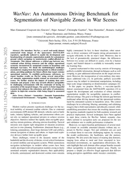 WarNav: An Autonomous Driving Benchmark for Segmentation of Navigable Zones in War Scenes