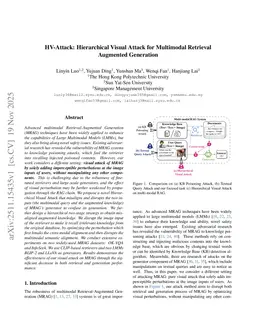 HV-Attack: Hierarchical Visual Attack for Multimodal Retrieval Augmented Generation