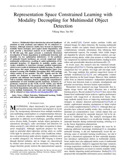 Representation Space Constrained Learning with Modality Decoupling for Multimodal Object Detection