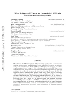 Rényi Differential Privacy for Heavy-Tailed SDEs via Fractional Poincaré Inequalities
