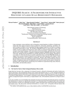 INQUIRE-Search: Interactive Discovery in Large-Scale Biodiversity Databases