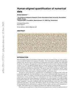 Human-aligned Quantification of Numerical Data