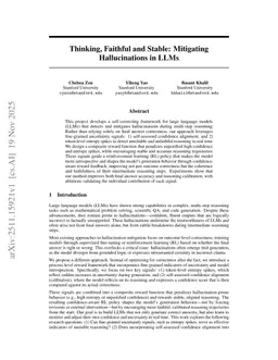 Thinking, Faithful and Stable: Mitigating Hallucinations in LLMs
