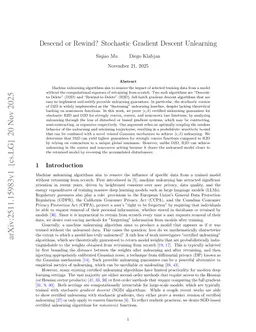 Descend or Rewind? Stochastic Gradient Descent Unlearning