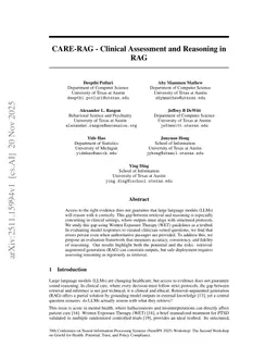 CARE-RAG - Clinical Assessment and Reasoning in RAG