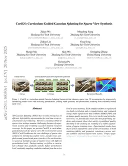 CuriGS: Curriculum-Guided Gaussian Splatting for Sparse View Synthesis