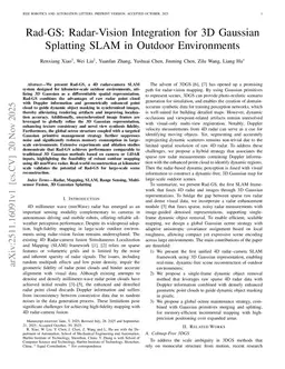 Rad-GS: Radar-Vision Integration for 3D Gaussian Splatting SLAM in Outdoor Environments