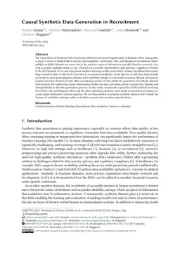 Causal Synthetic Data Generation in Recruitment