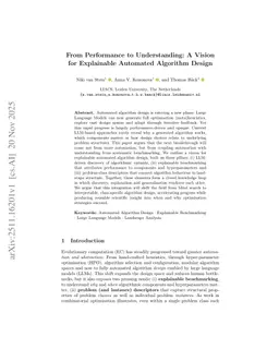From Performance to Understanding: A Vision for Explainable Automated Algorithm Design