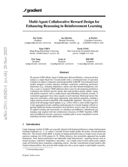 Multi-Agent Collaborative Reward Design for Enhancing Reasoning in Reinforcement Learning
