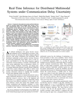 Real-Time Inference for Distributed Multimodal Systems under Communication Delay Uncertainty