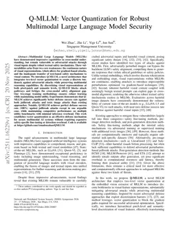 Q-MLLM: Vector Quantization for Robust Multimodal Large Language Model Security