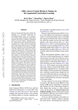 ARK: Answer-Centric Retriever Tuning via KG-augmented Curriculum Learning