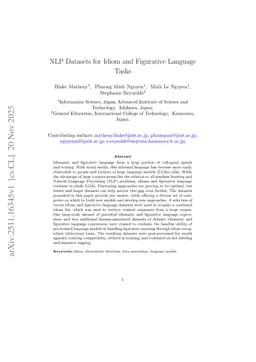 NLP Datasets for Idiom and Figurative Language Tasks