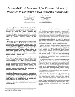PersonaDrift: A Benchmark for Temporal Anomaly Detection in Language-Based Dementia Monitoring