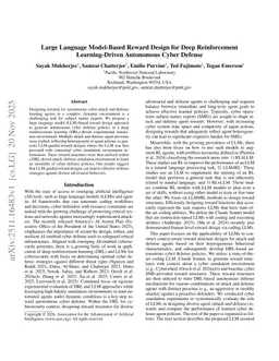 Large Language Model-Based Reward Design for Deep Reinforcement Learning-Driven Autonomous Cyber Defense