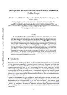 MedBayes-Lite: Bayesian Uncertainty Quantification for Safe Clinical Decision Support