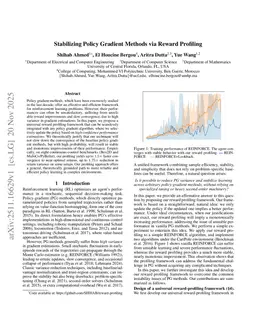 Stabilizing Policy Gradient Methods via Reward Profiling