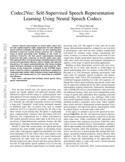 Codec2Vec: Self-Supervised Speech Representation Learning Using Neural Speech Codecs