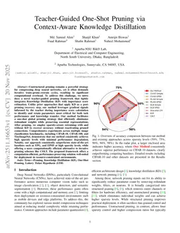 Teacher-Guided One-Shot Pruning via Context-Aware Knowledge Distillation