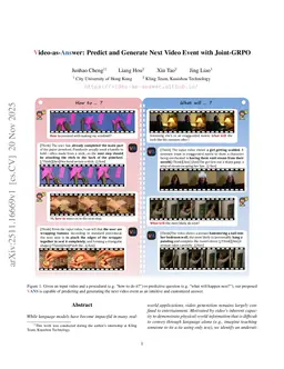 Video-as-Answer: Predict and Generate Next Video Event with Joint-GRPO
