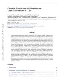 Cognitive Foundations for Reasoning and Their Manifestation in LLMs