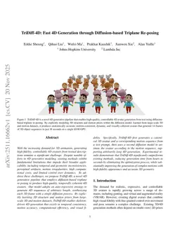 TriDiff-4D: Fast 4D Generation through Diffusion-based Triplane Re-posing