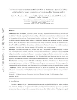 The use of vocal biomarkers in the detection of Parkinson's disease: a robust statistical performance comparison of classic machine learning models