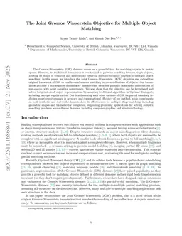 The Joint Gromov Wasserstein Objective for Multiple Object Matching