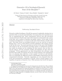 Generative AI in Sociological Research: State of the Discipline