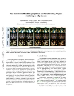 Real-Time Cooked Food Image Synthesis and Visual Cooking Progress Monitoring on Edge Devices
