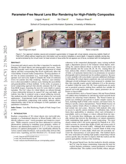 Parameter-Free Neural Lens Blur Rendering for High-Fidelity Composites