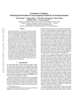 Learning to Compress: Unlocking the Potential of Large Language Models for Text Representation