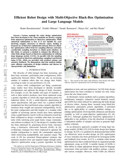 Efficient Robot Design with Multi-Objective Black-Box Optimization and Large Language Models