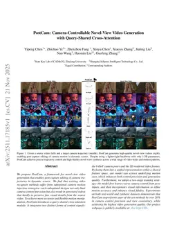 PostCam: Camera-Controllable Novel-View Video Generation with Query-Shared Cross-Attention