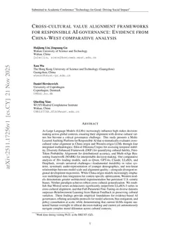 Cross-cultural value alignment frameworks for responsible AI governance: Evidence from China-West comparative analysis