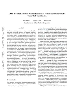 UAM: A Unified Attention-Mamba Backbone of Multimodal Framework for Tumor Cell Classification