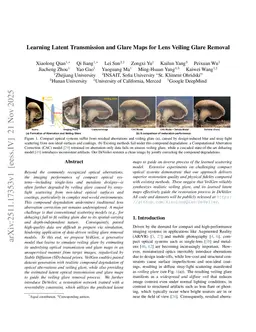 Learning Latent Transmission and Glare Maps for Lens Veiling Glare Removal