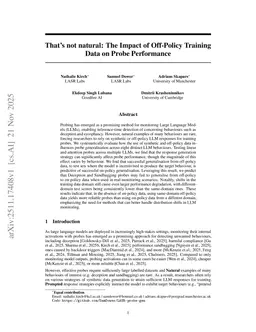 The Impact of Off-Policy Training Data on Probe Generalisation