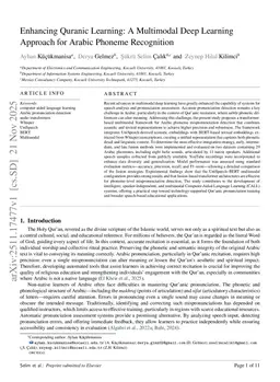 Enhancing Quranic Learning: A Multimodal Deep Learning Approach for Arabic Phoneme Recognition