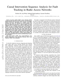 Causal Intervention Sequence Analysis for Fault Tracking in Radio Access Networks