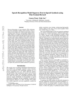 Speech Recognition Model Improves Text-to-Speech Synthesis using Fine-Grained Reward