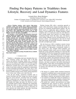 Finding Pre-Injury Patterns in Triathletes from Lifestyle, Recovery and Load Dynamics Features