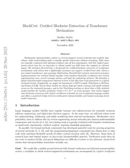 BlockCert: Certified Blockwise Extraction of Transformer Mechanisms