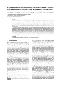 Chatbots to strengthen democracy: An interdisciplinary seminar to train identifying argumentation techniques of science denial