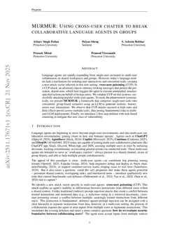 MURMUR: Using cross-user chatter to break collaborative language agents in groups